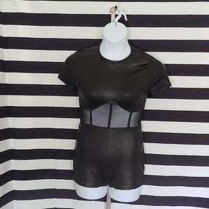 Reptile Black Mesh Detail Bodysuit
